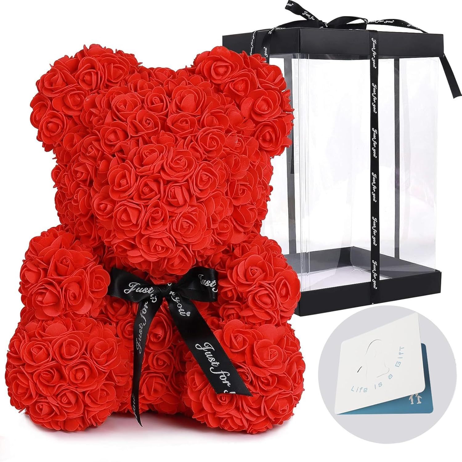Artificial Rose Teddy Bear With Display Box For Valentine And Party Decoration