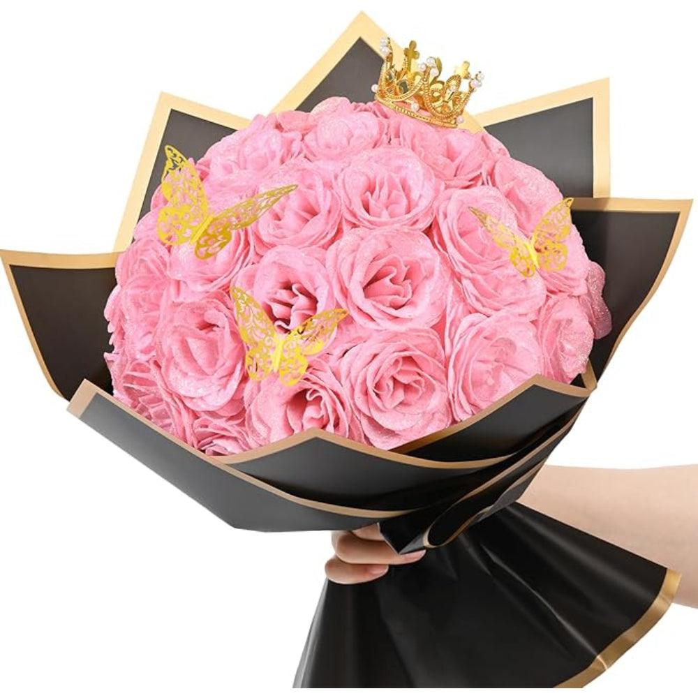 Handcrafted Artificial Rose Bouquet-Flower Teddy Bear