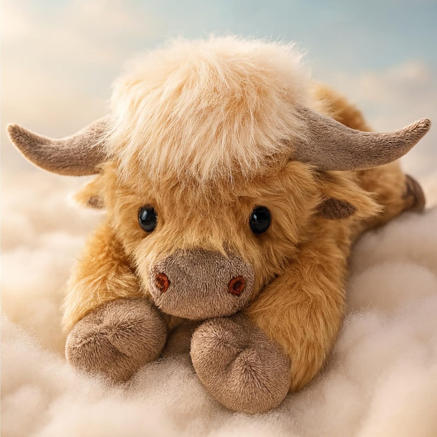 Weighted Highland Cow Plush Stuffed Animal For Comfort And Decor