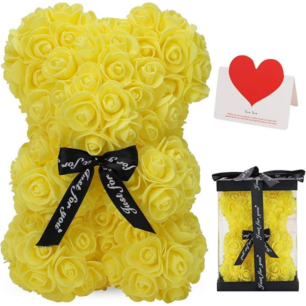 Rose Teddy Bear Gift - Handcrafted For Decoration And Gifting-Flower Teddy Bear