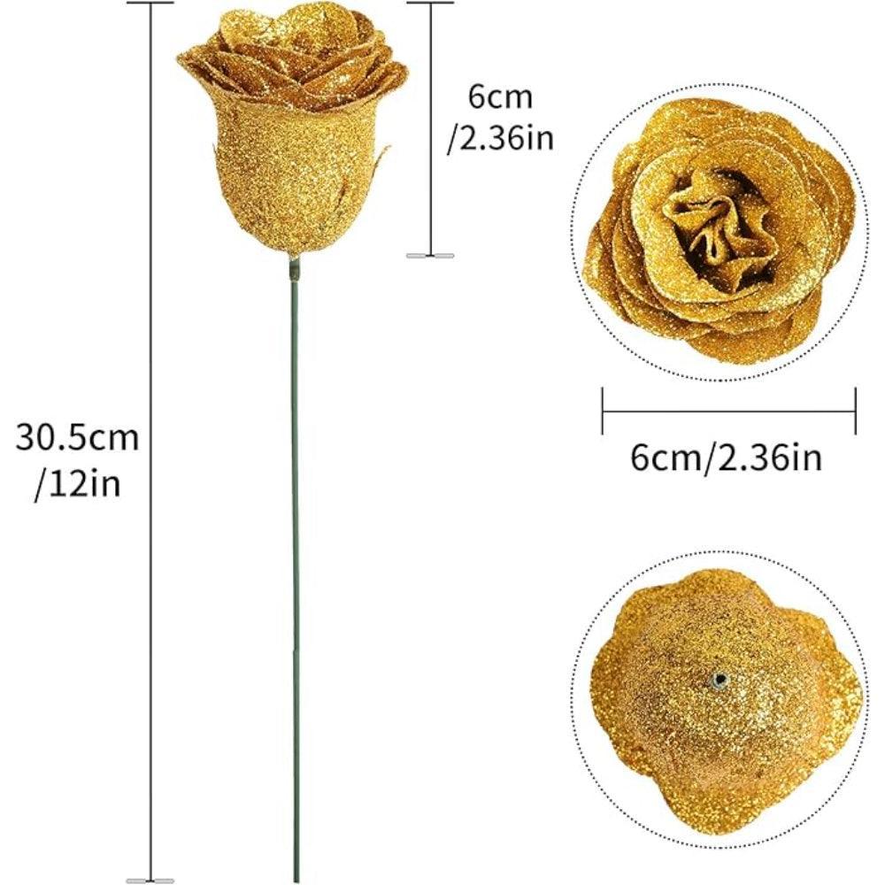 Glitter Artificial Rose Set-Flower Teddy Bear