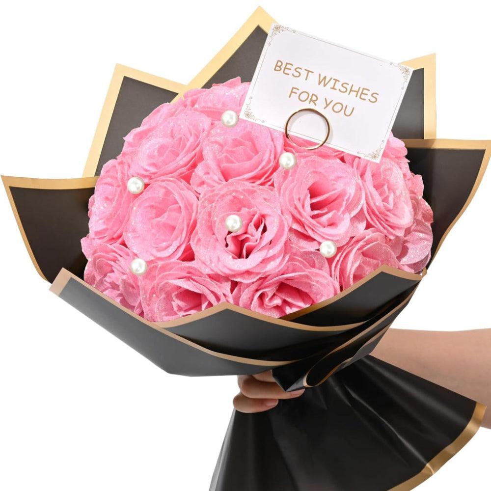 DIY Glitter Rose Bouquet with Pearls-Flower Teddy Bear