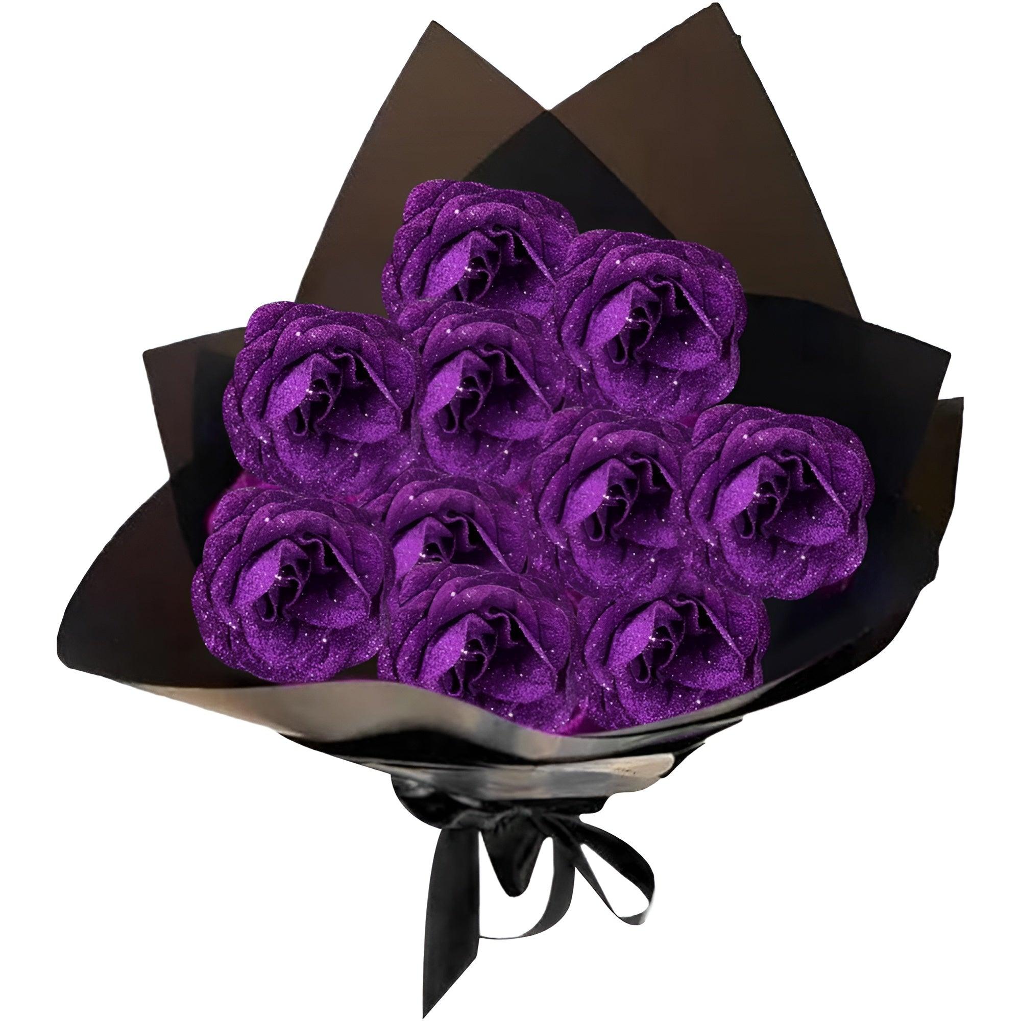 Glitter Roses Bouquet Set-Flower Teddy Bear