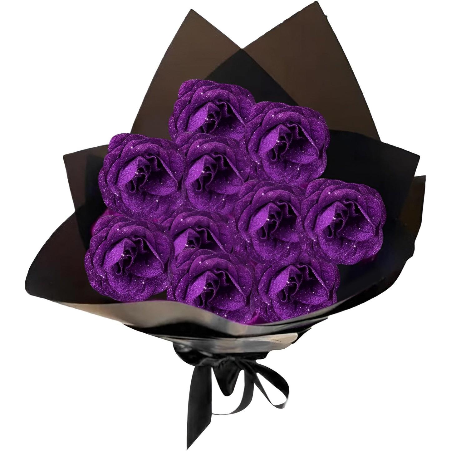 Glitter Roses Bouquet Set-Flower Teddy Bear