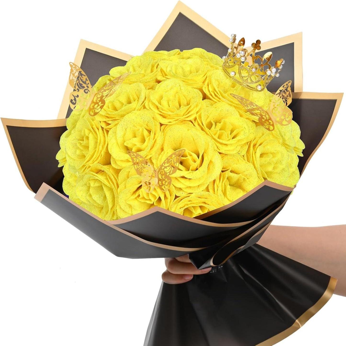 Glitter Bouquet with Crown, Butterfly-Flower Teddy Bear