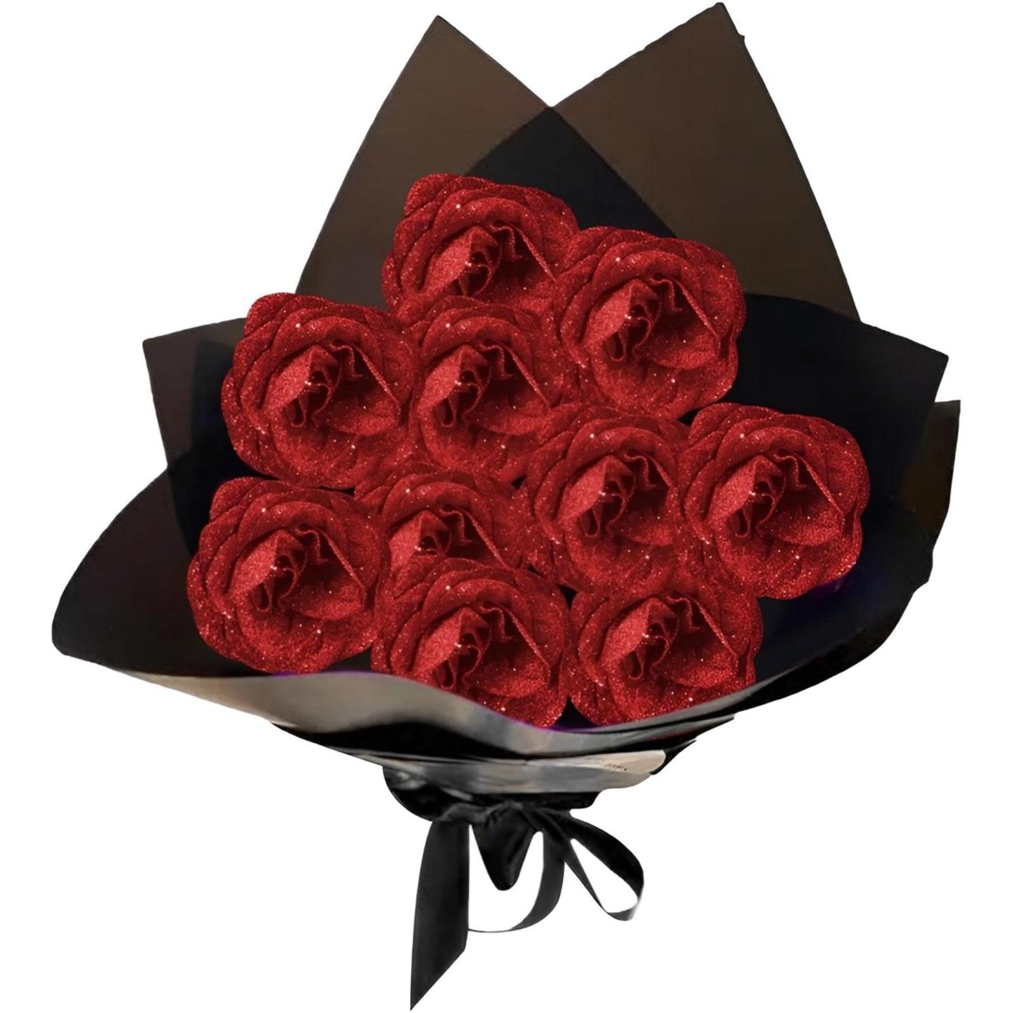 Glitter Roses Bouquet Set-Flower Teddy Bear