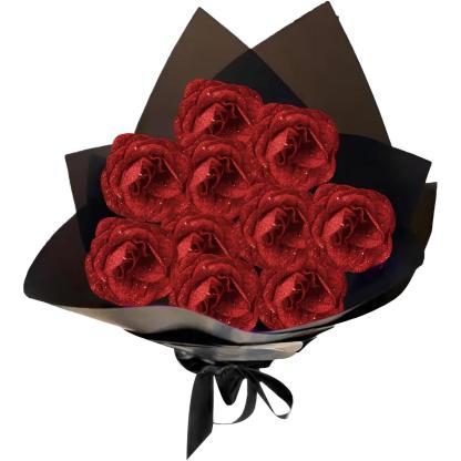 Glitter Roses Bouquet Set-Flower Teddy Bear