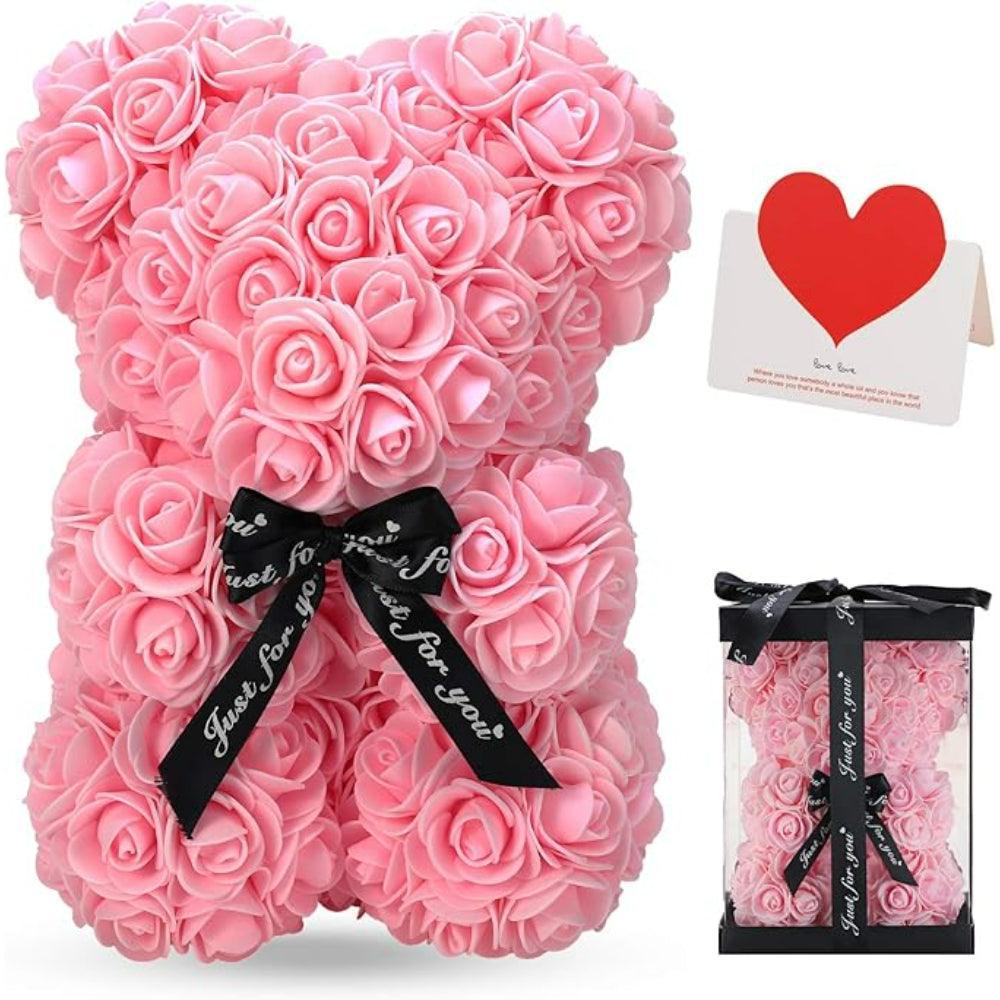 Rose Teddy Bear Gift - Handcrafted For Decoration And Gifting-Flower Teddy Bear