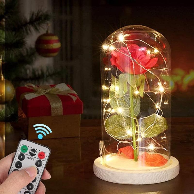 Glass Dome Rose Display-Flower Teddy Bear