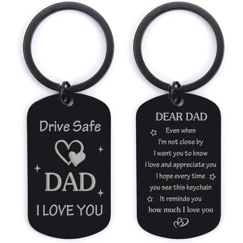 Double Sided Engraved Keychain Gift For Dad