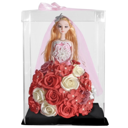Princess Rose Display – Elegant Handmade Floral Gift-Flower Teddy Bear