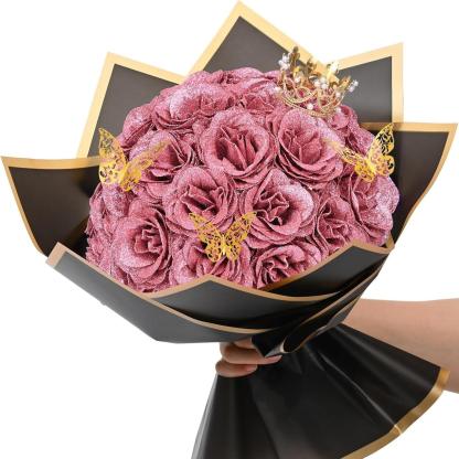 Glitter Bouquet with Crown, Butterfly-Flower Teddy Bear