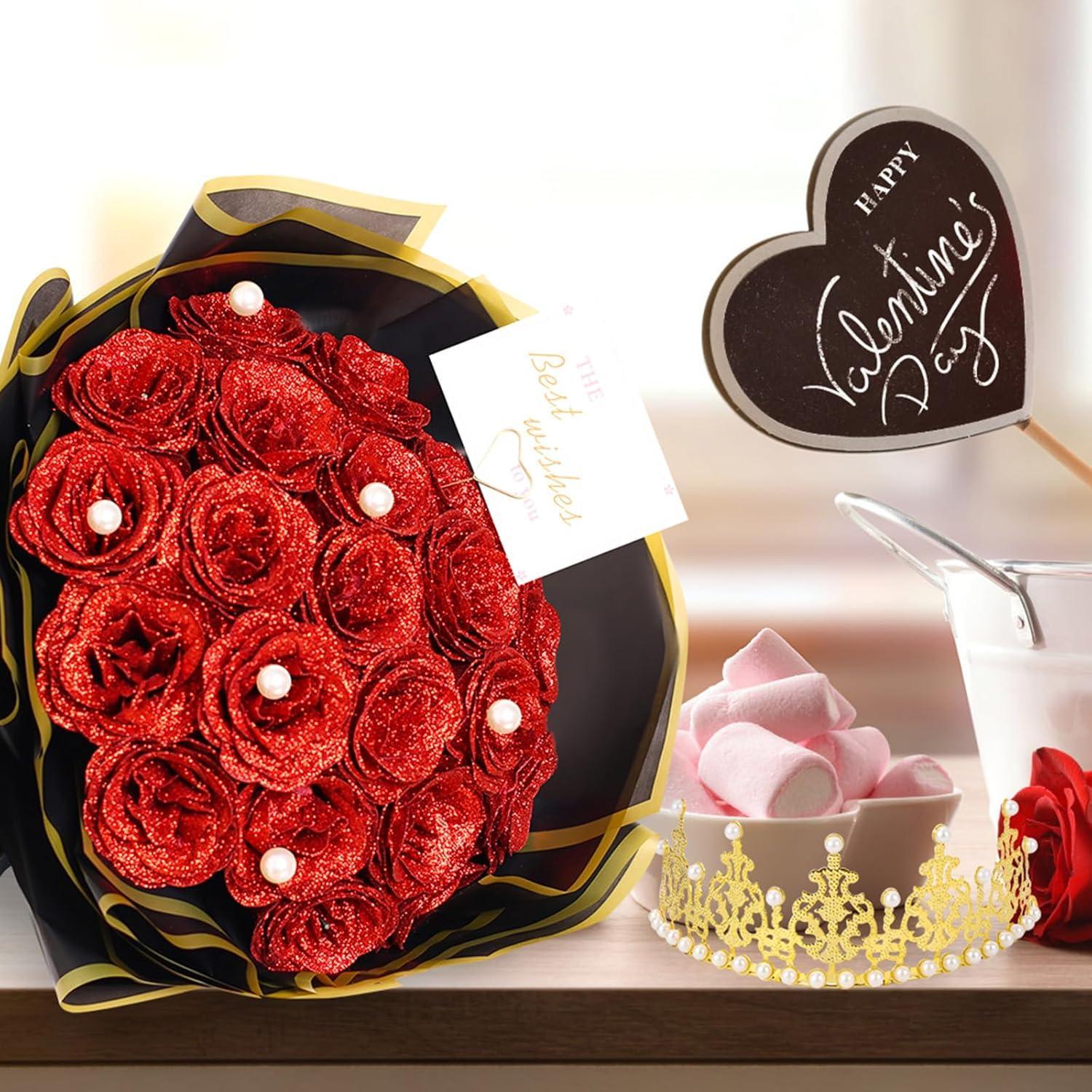 DIY Glitter Rose Bouquet-Flower Teddy Bear