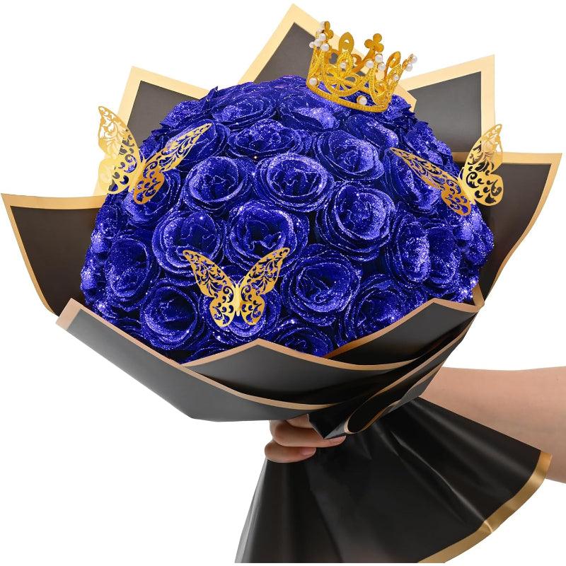 Decorative Glitter Rose Bouquet-Flower Teddy Bear