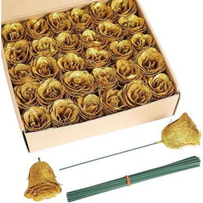 Glitter Artificial Rose Set-Flower Teddy Bear