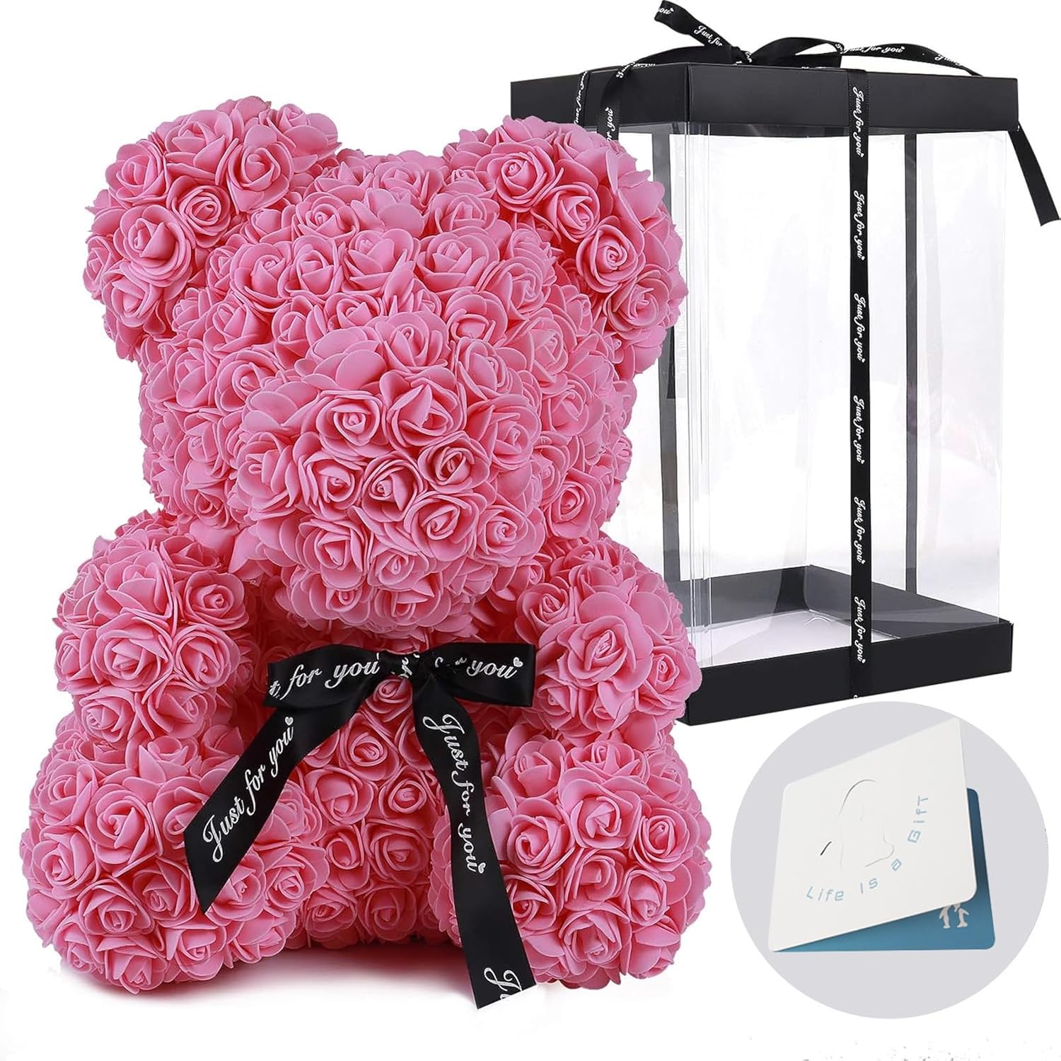 Artificial Rose Teddy Bear With Display Box For Valentine And Party Decoration
