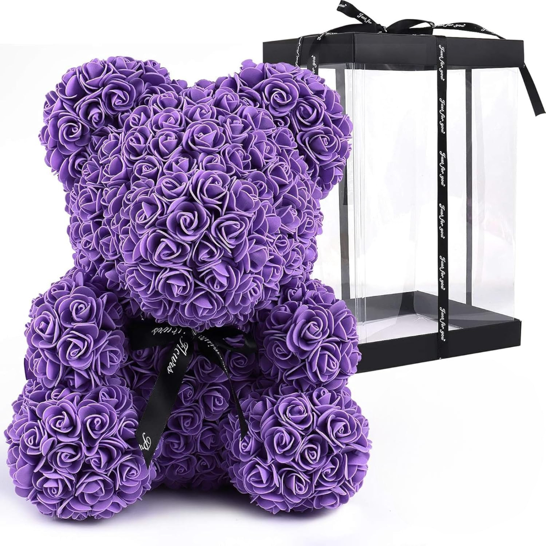 Artificial Rose Teddy Bear With Display Box For Valentine And Party Decoration