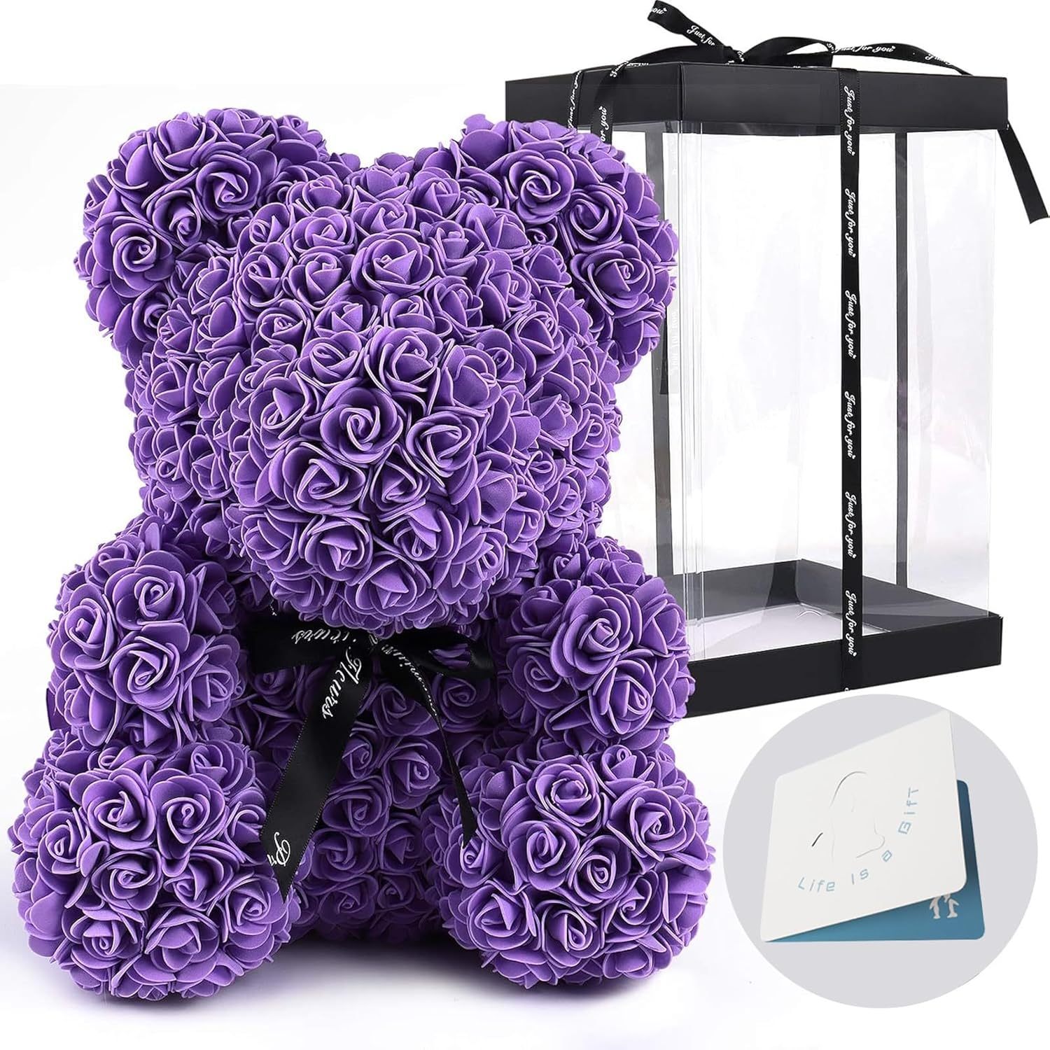 Artificial Rose Teddy Bear With Display Box For Valentine And Party Decoration