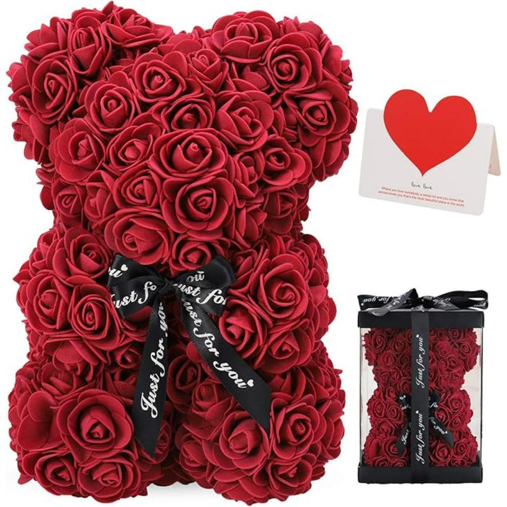Rose Teddy Bear Gift - Handcrafted For Decoration And Gifting-Flower Teddy Bear