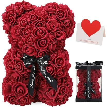 Rose Teddy Bear Gift - Handcrafted For Decoration And Gifting-Flower Teddy Bear