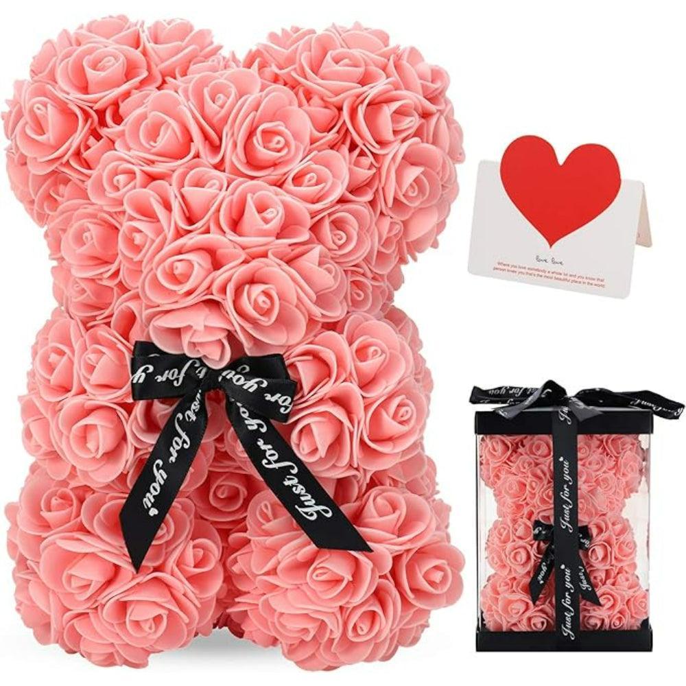 Rose Teddy Bear Gift - Handcrafted For Decoration And Gifting-Flower Teddy Bear