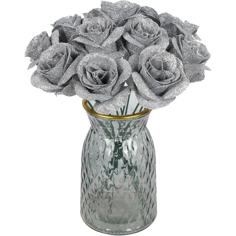 30pcs Glitter Artificial Rose Bouquet-Flower Teddy Bear