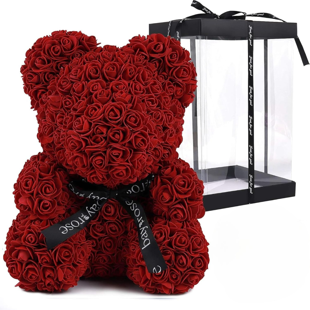 Artificial Rose Teddy Bear With Display Box For Valentine And Party Decoration
