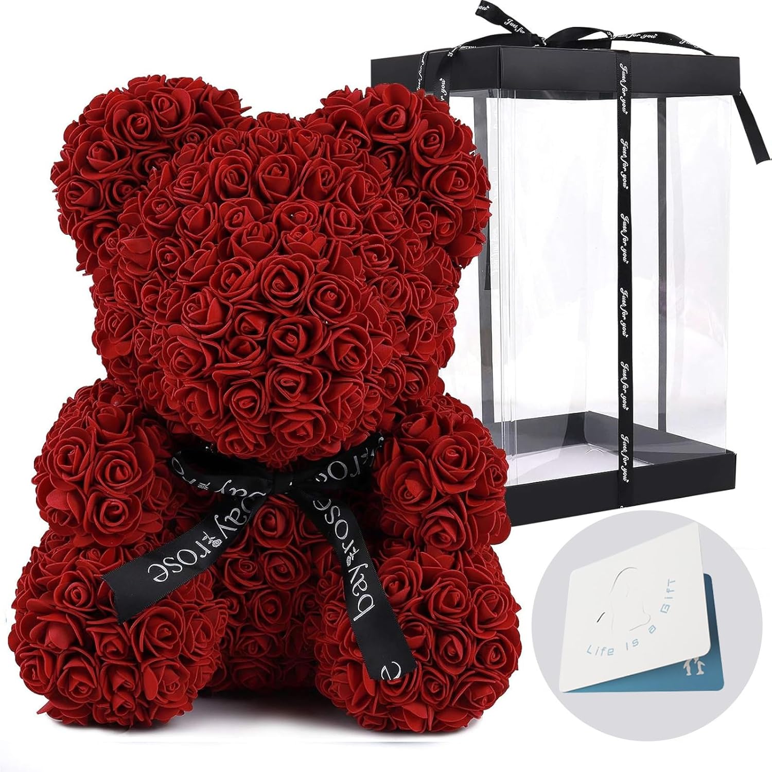 Artificial Rose Teddy Bear With Display Box For Valentine And Party Decoration