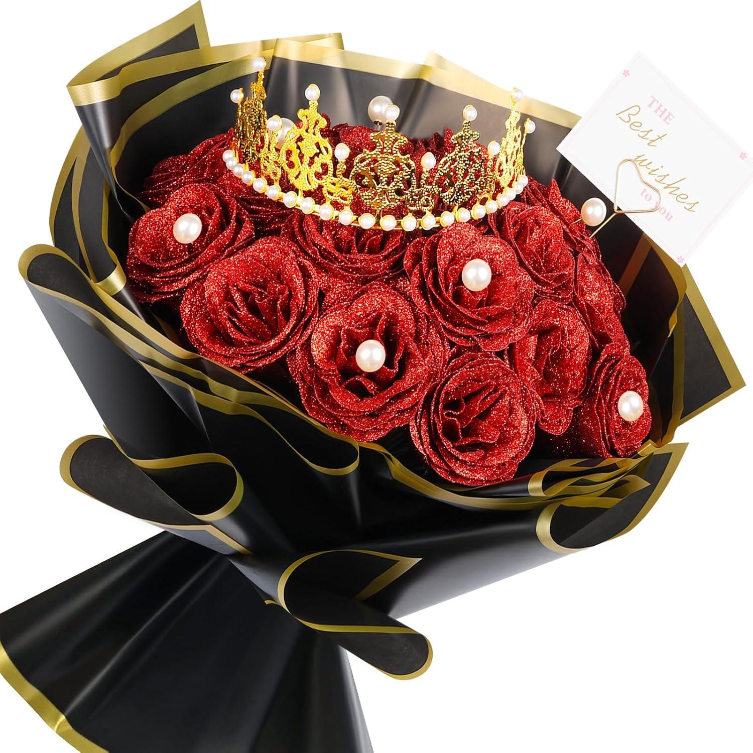 DIY Glitter Rose Bouquet-Flower Teddy Bear