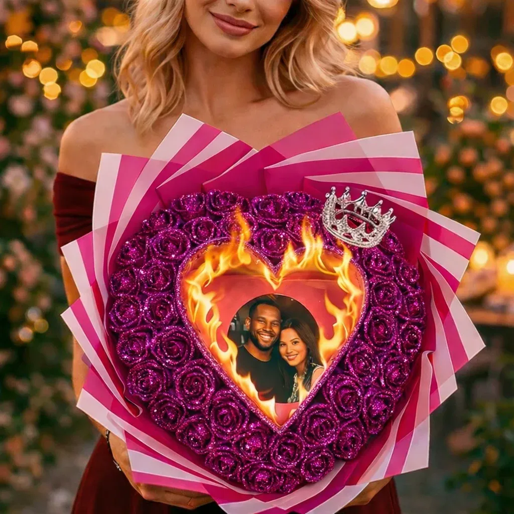 Personalized Everlasting Glitter Rose Bouquet For Gift