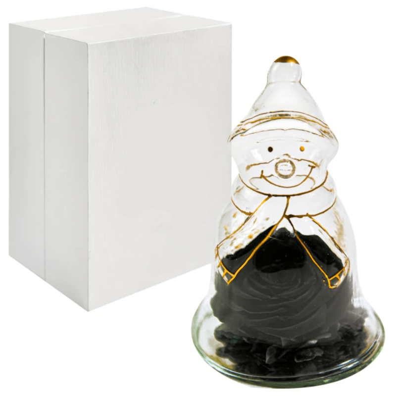 Preserved Rose Snowman Dome – Winter-Themed Floral Gift-Flower Teddy Bear