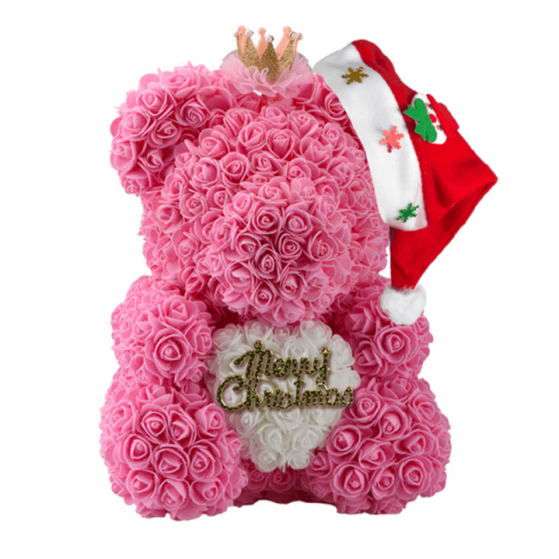 Christmas Hug Rose Bear – A Thoughtful Holiday Gift-Flower Teddy Bear