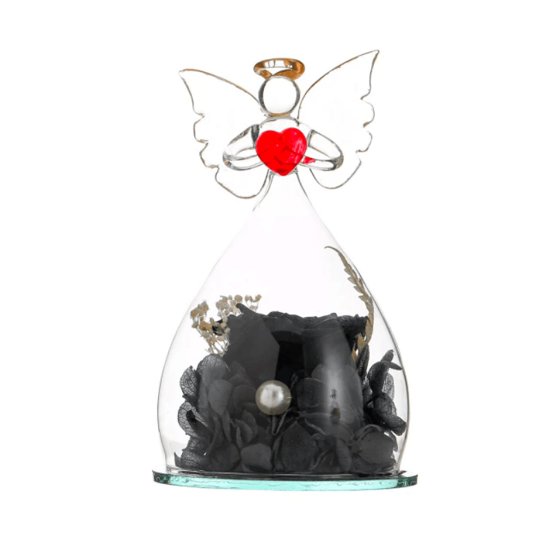 Preserved Rose Angel Dome – Elegant And Aesthetic Winter Gift-Flower Teddy Bear