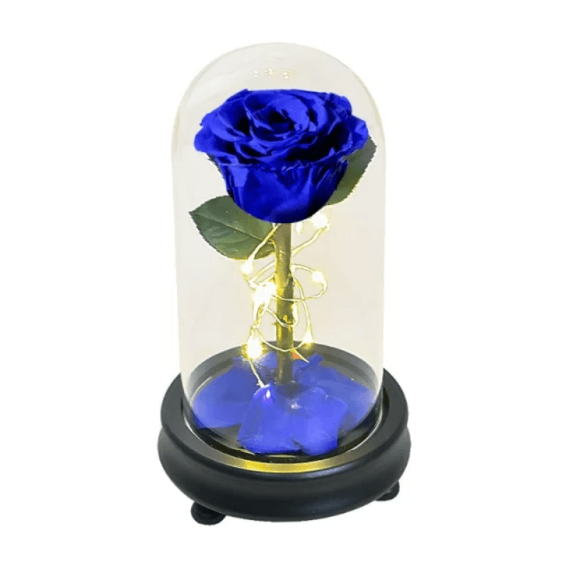 Forever Rose Glass Dome - Gift With Pine Wood Base-Flower Teddy Bear