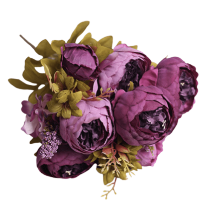 6 Head Artificial Rose Bouquet – Classic Beauty with a Realistic Look-Flower Teddy Bear