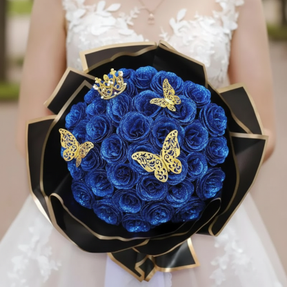 Glitter Rose Bouquet Set with Butterflies