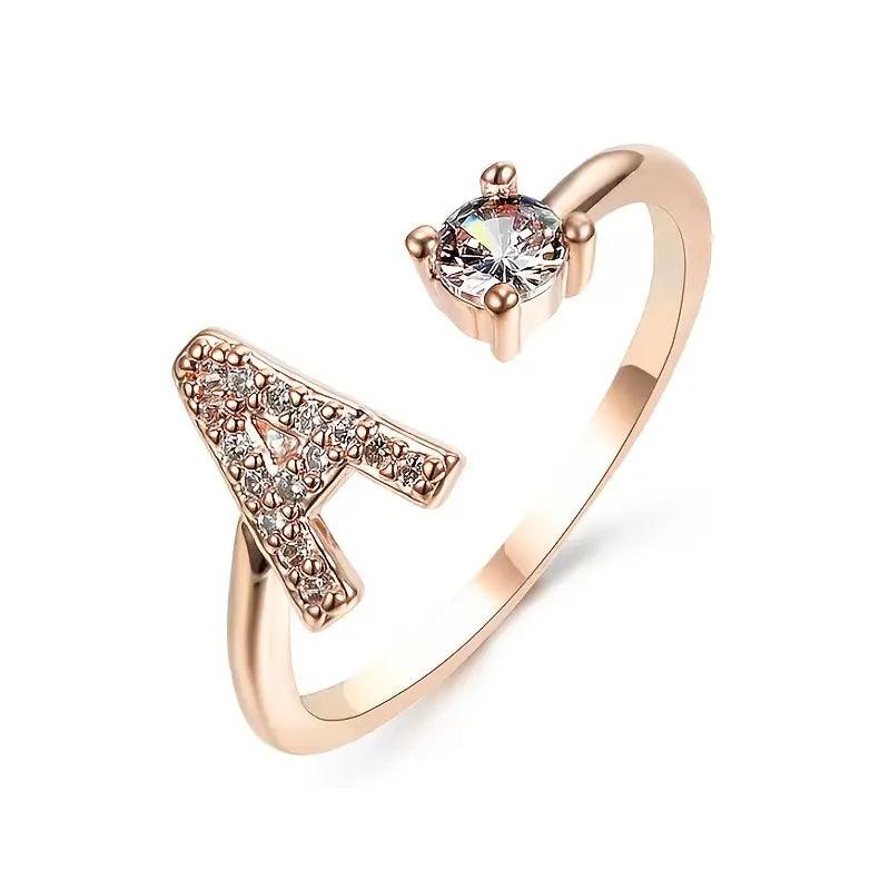 Personalized Adjustable 26 Initial Letter Elegant Ring-Flower Teddy Bear