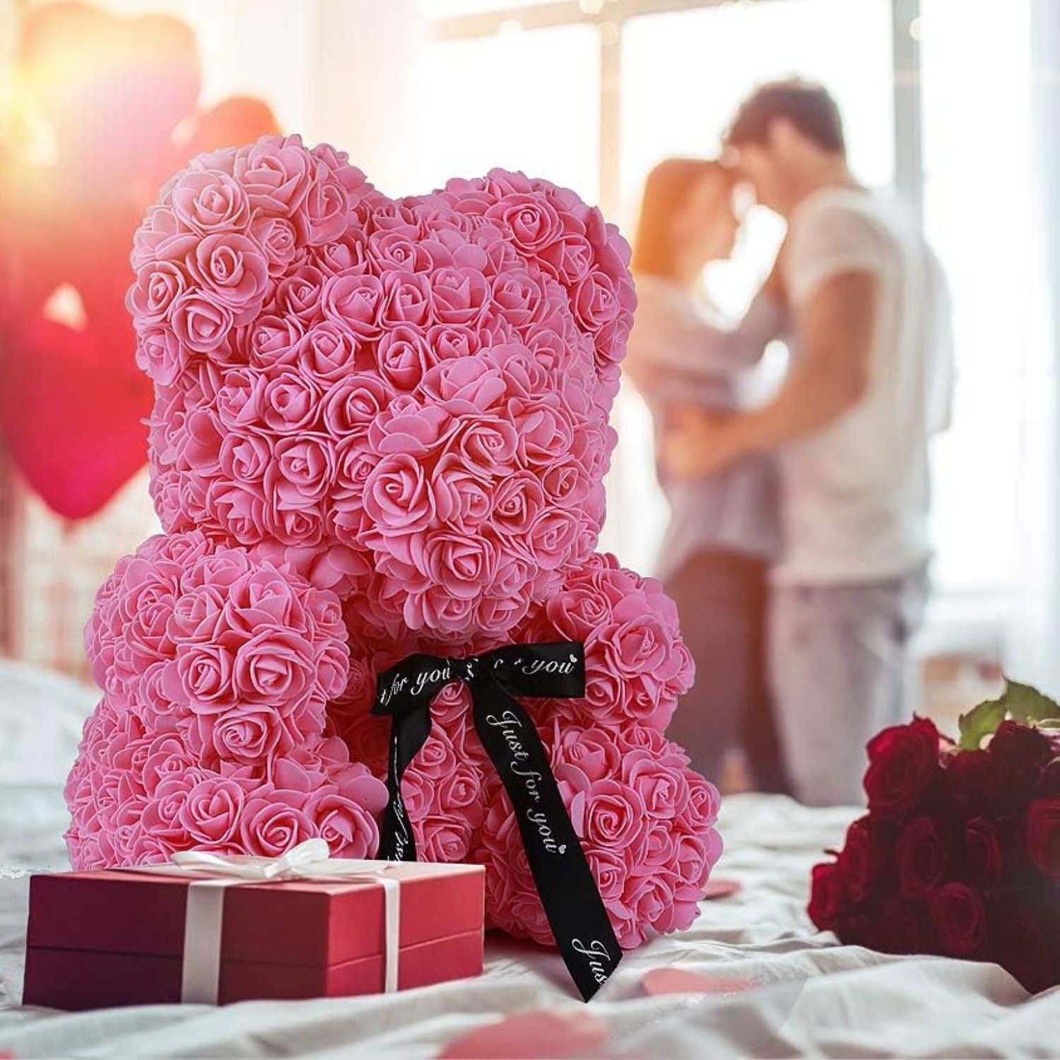 Artificial Rose Teddy Bear With Display Box For Valentine And Party Decoration