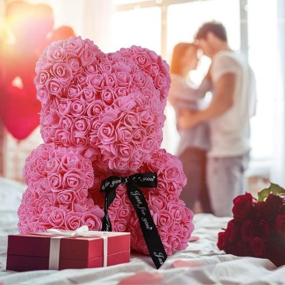 Artificial Rose Teddy Bear With Display Box For Valentine And Party Decoration