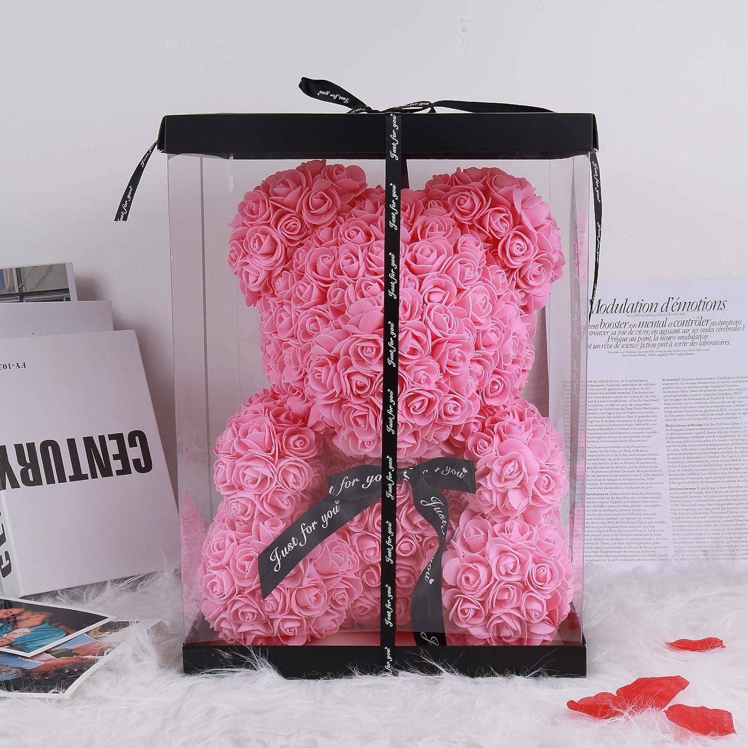 Artificial Rose Teddy Bear With Display Box For Valentine And Party Decoration