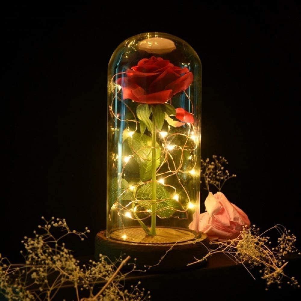 Enchanted Rose Glass Lamp-Flower Teddy Bear