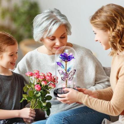 Galaxy Glass Rose Display-Flower Teddy Bear