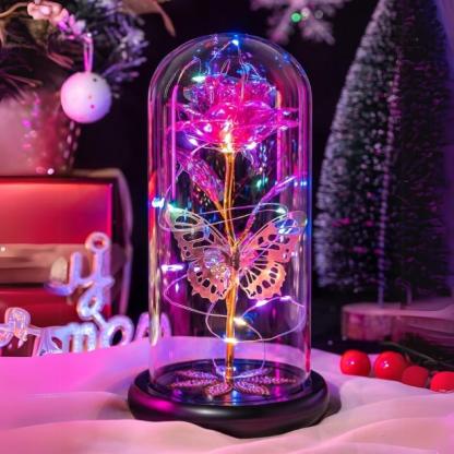 Galaxy Glass Rose Display-Flower Teddy Bear