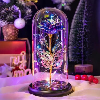 Galaxy Glass Rose Display-Flower Teddy Bear