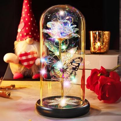Galaxy Glass Rose Display-Flower Teddy Bear