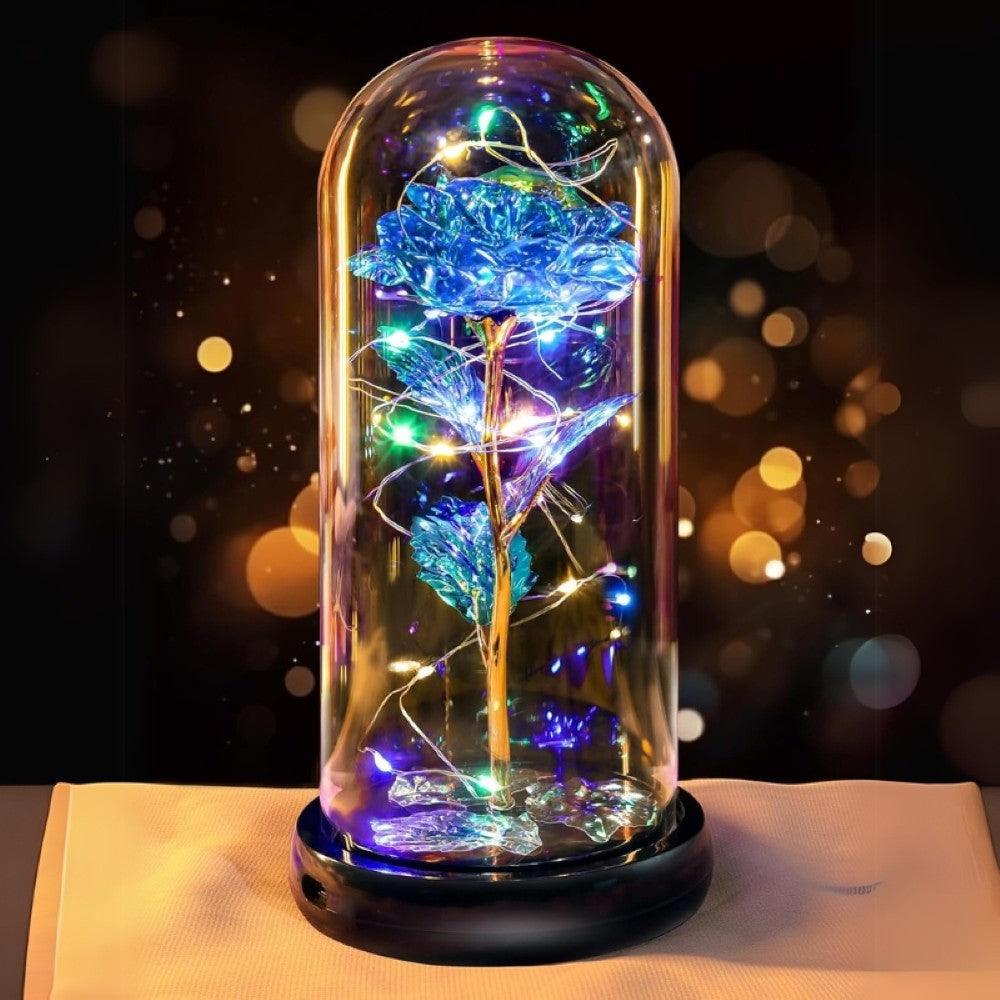 Galaxy Glass Rose Display-Flower Teddy Bear