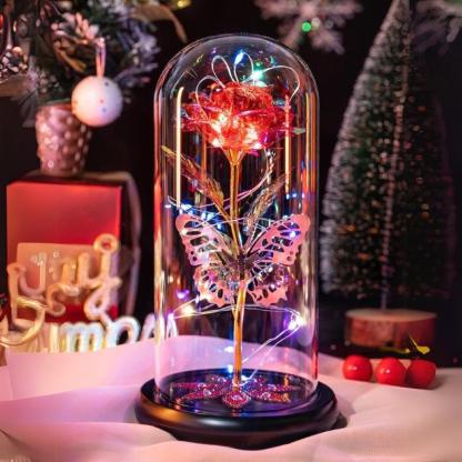 Galaxy Glass Rose Display-Flower Teddy Bear