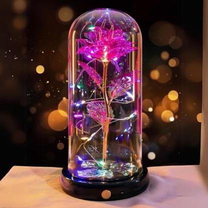 Galaxy Glass Rose Display-Flower Teddy Bear