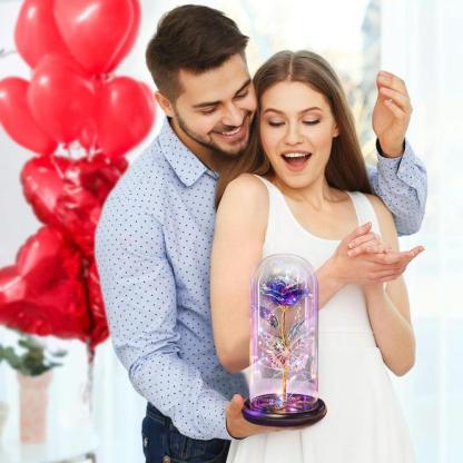 Galaxy Glass Rose Display-Flower Teddy Bear