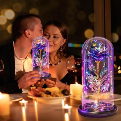 Galaxy Glass Rose Display-Flower Teddy Bear